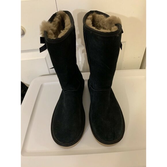 Koolaburra by UGG Victoria Tall Boots Bows‎ 1015875 Suede Black US Sz 9 - Picture 5 of 9